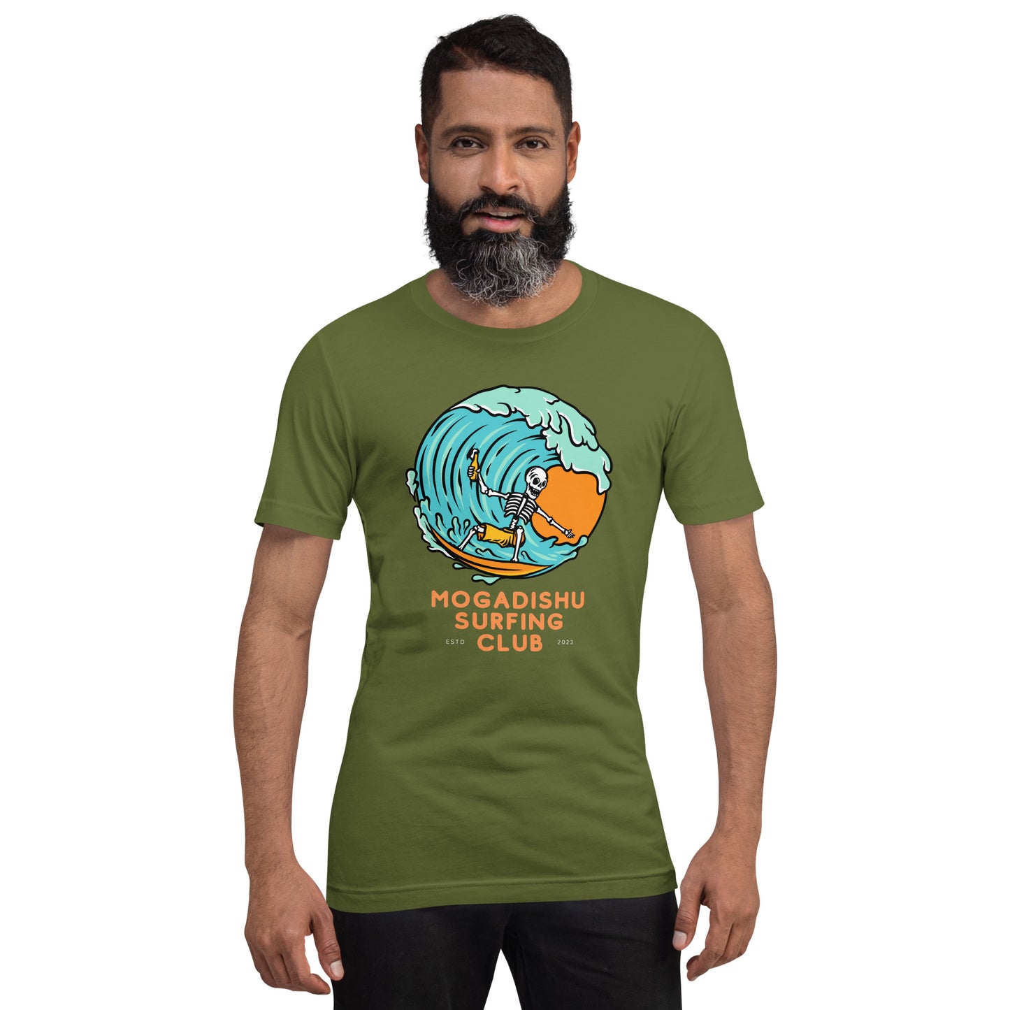 Mogadishu Surf Club Wave Olive Green Unisex t-shirt