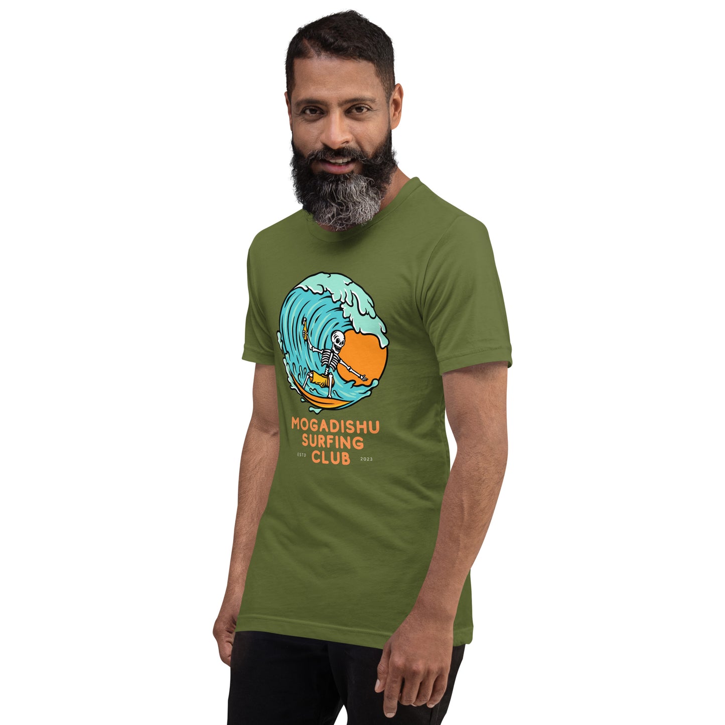 Mogadishu Surf Club Wave Olive Green Unisex t-shirt