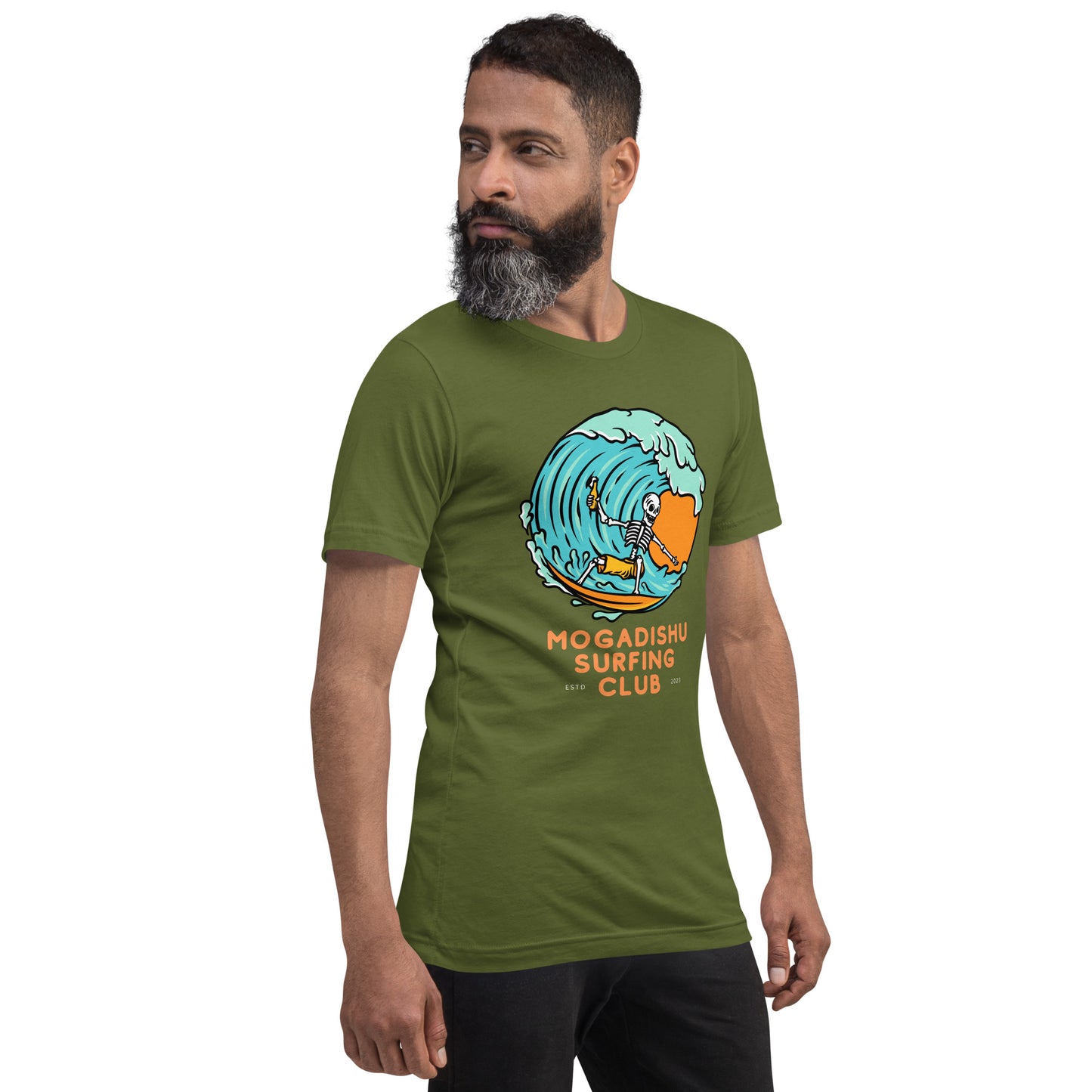 Mogadishu Surf Club Wave Olive Green Unisex t-shirt